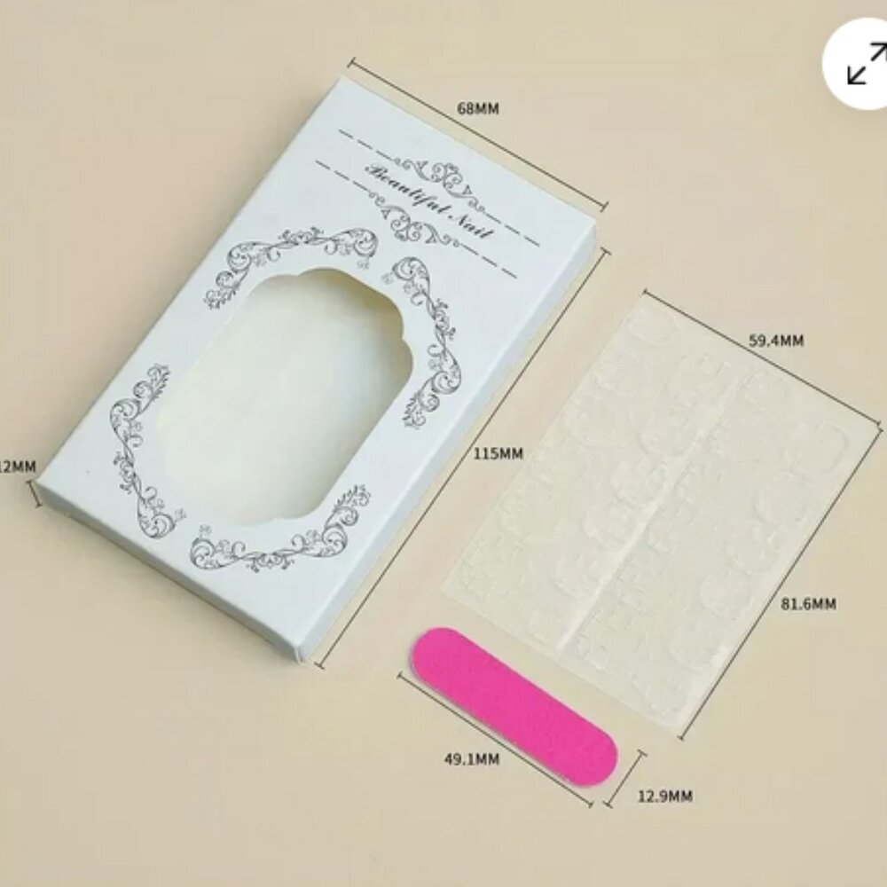 24 Pcs Long Square Cherry Blossom Floral 3D Green French Tip Press On Nails NIB - Picture 8 of 11